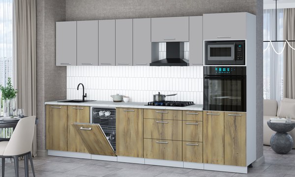 Кухонный гарнитур Интерлиния Мила Gloss 3.2-ПМ3