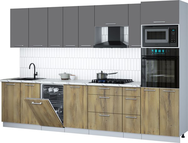 Кухонный гарнитур Интерлиния Мила Gloss 3.2-ПМ3 - фото
