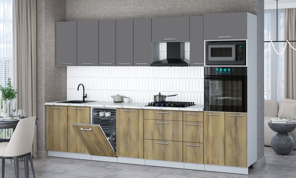 Кухонный гарнитур Интерлиния Мила Gloss 3.2-ПМ3