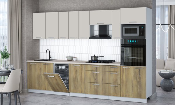 Кухонный гарнитур Интерлиния Мила Gloss 3.2-ПМ3