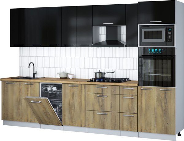 Кухонный гарнитур Интерлиния Мила Gloss 3.2-ПМ3 - фото