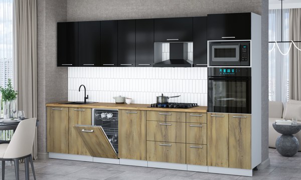 Кухонный гарнитур Интерлиния Мила Gloss 3.2-ПМ3