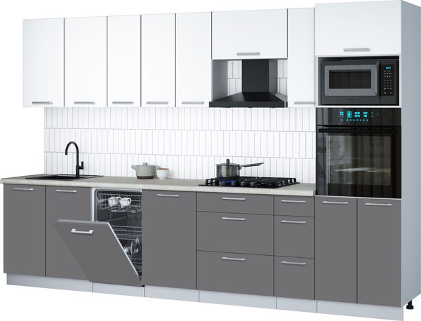 Кухонный гарнитур Интерлиния Мила Gloss 3.2-ПМ3 - фото