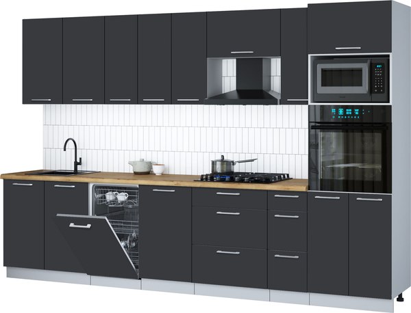 Кухонный гарнитур Интерлиния Мила Gloss 3.2-ПМ3 - фото