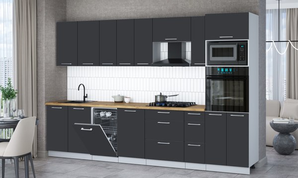 Кухонный гарнитур Интерлиния Мила Gloss 3.2-ПМ3