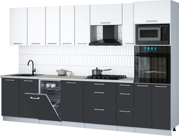 Кухонный гарнитур Интерлиния Мила Gloss 3.2-ПМ3 - фото