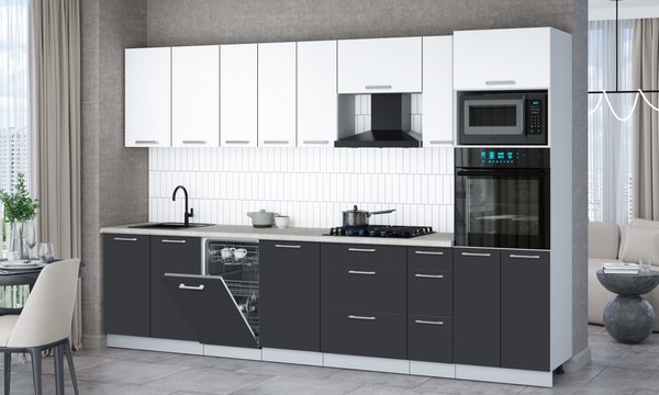 Кухонный гарнитур Интерлиния Мила Gloss 3.2-ПМ3