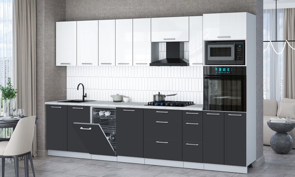 Кухонный гарнитур Интерлиния Мила Gloss 3.2-ПМ3