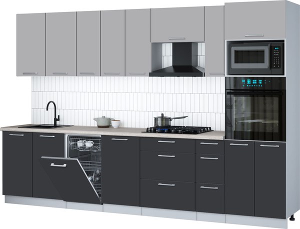Кухонный гарнитур Интерлиния Мила Gloss 3.2-ПМ3 - фото