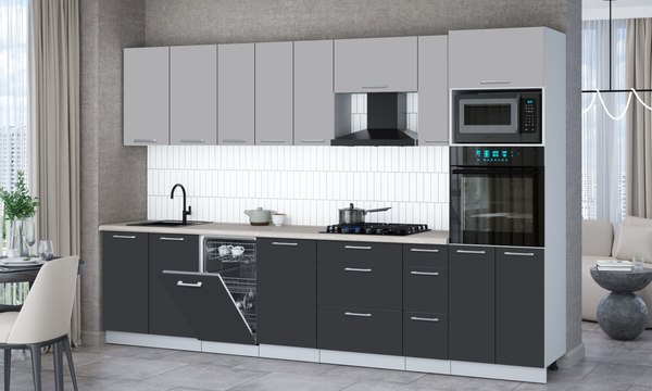 Кухонный гарнитур Интерлиния Мила Gloss 3.2-ПМ3