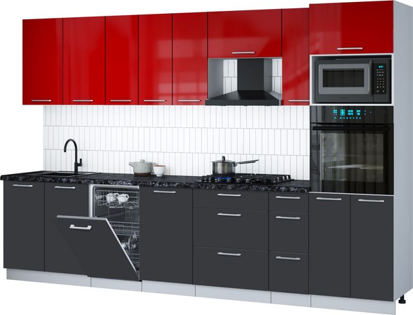 Кухонный гарнитур Интерлиния Мила Gloss 3.2-ПМ3 - фото