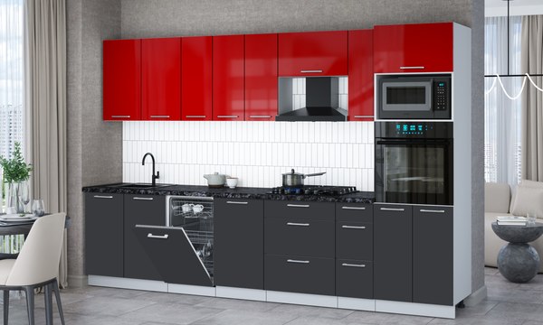 Кухонный гарнитур Интерлиния Мила Gloss 3.2-ПМ3