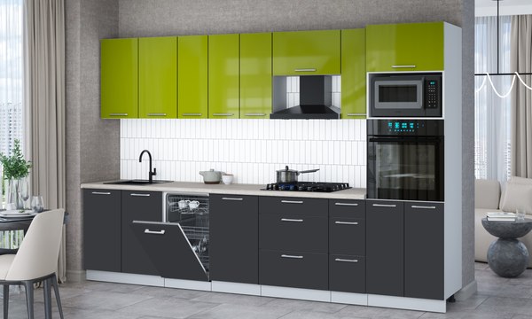 Кухонный гарнитур Интерлиния Мила Gloss 3.2-ПМ3