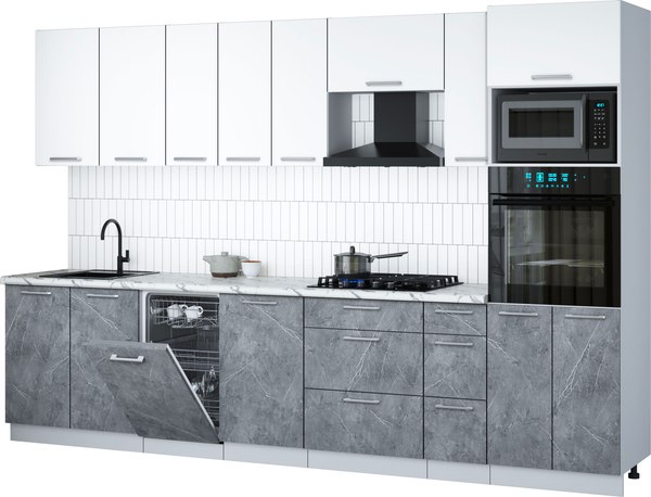 Кухонный гарнитур Интерлиния Мила Gloss 3.2-ПМ3 - фото