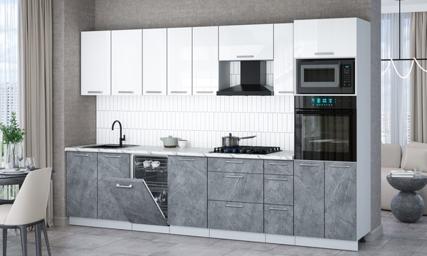 Кухонный гарнитур Интерлиния Мила Gloss 3.2-ПМ3