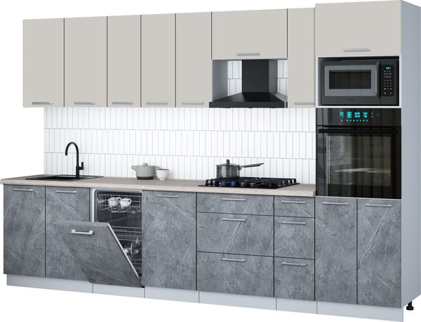 Кухонный гарнитур Интерлиния Мила Gloss 3.2-ПМ3 - фото