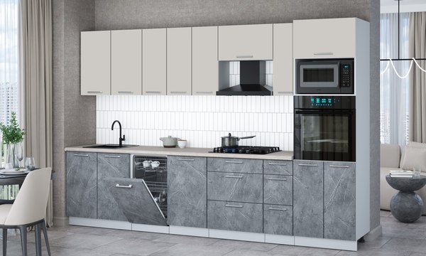 Кухонный гарнитур Интерлиния Мила Gloss 3.2-ПМ3