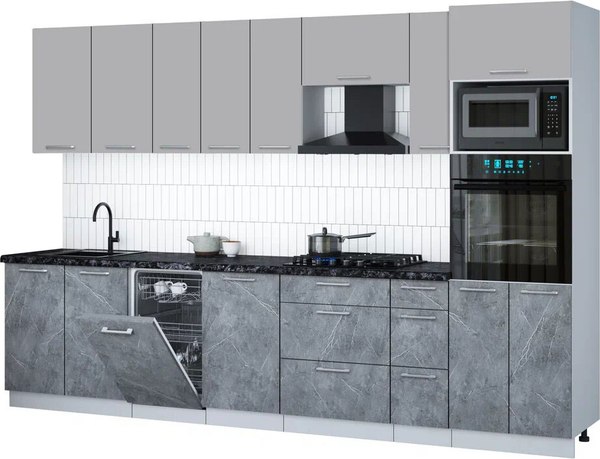 Кухонный гарнитур Интерлиния Мила Gloss 3.2-ПМ3 - фото