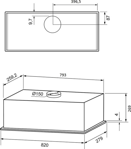 Вытяжка скрытая Krona Aspen 900 SGC / КА-00009705