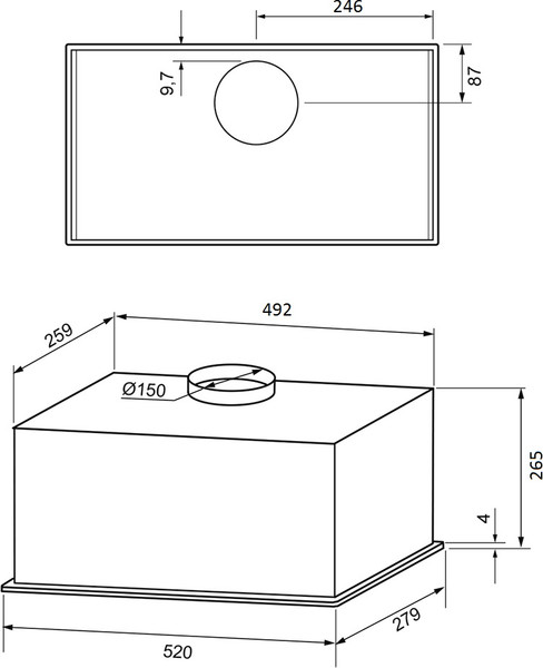 Вытяжка скрытая Krona Aspen 600 SGC / КА-00009703