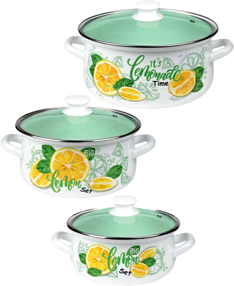 Набор кастрюль КМЗ Лимонный Сет Экстра 61904 - фото
