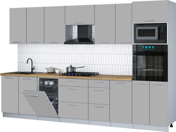Кухонный гарнитур Интерлиния Мила Gloss 3.25-ПМ3 - фото