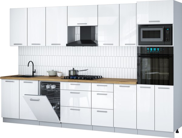 Кухонный гарнитур Интерлиния Мила Gloss 3.25-ПМ3 - фото