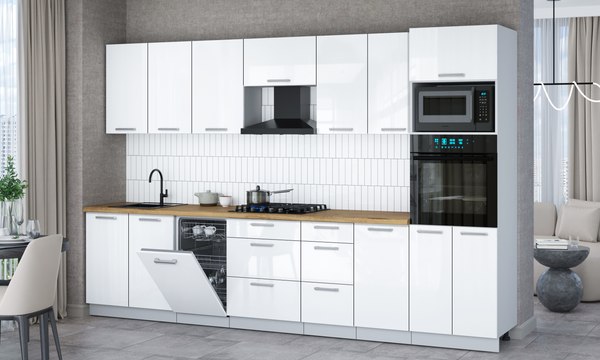 Кухонный гарнитур Интерлиния Мила Gloss 3.25-ПМ3