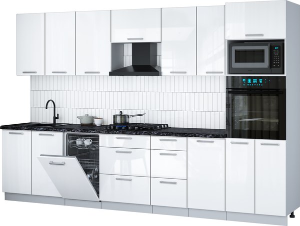 Кухонный гарнитур Интерлиния Мила Gloss 3.25-ПМ3 - фото