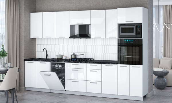 Кухонный гарнитур Интерлиния Мила Gloss 3.25-ПМ3