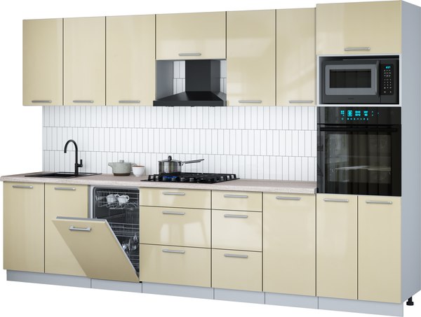 Кухонный гарнитур Интерлиния Мила Gloss 3.25-ПМ3 - фото