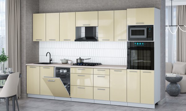 Кухонный гарнитур Интерлиния Мила Gloss 3.25-ПМ3