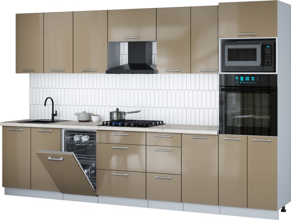 Кухонный гарнитур Интерлиния Мила Gloss 3.25-ПМ3 - фото