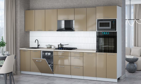 Кухонный гарнитур Интерлиния Мила Gloss 3.25-ПМ3