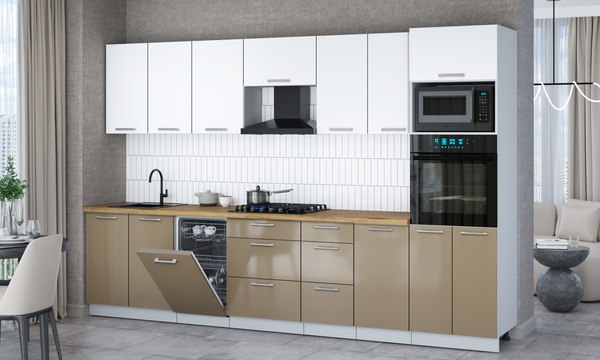 Кухонный гарнитур Интерлиния Мила Gloss 3.25-ПМ3