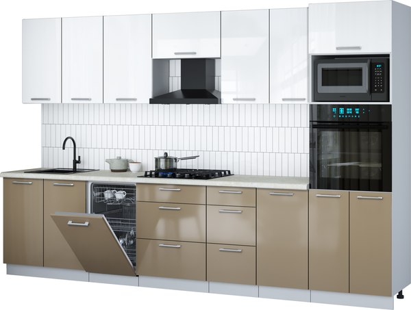 Кухонный гарнитур Интерлиния Мила Gloss 3.25-ПМ3 - фото