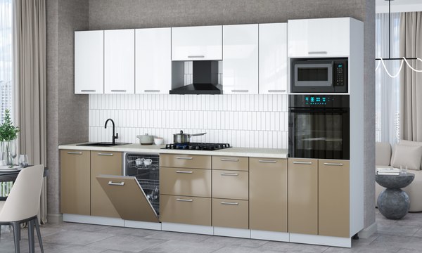 Кухонный гарнитур Интерлиния Мила Gloss 3.25-ПМ3