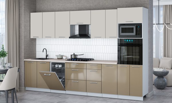 Кухонный гарнитур Интерлиния Мила Gloss 3.25-ПМ3