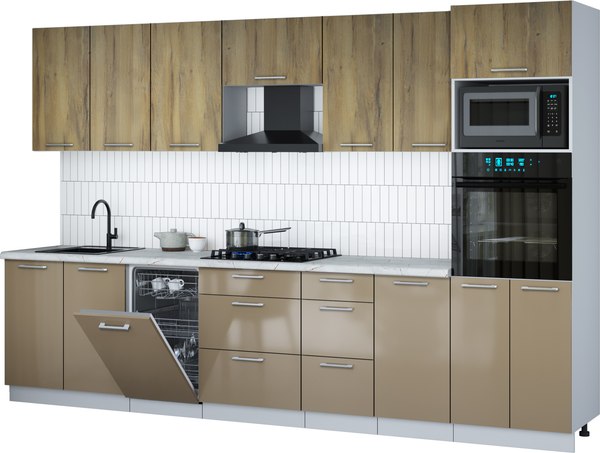 Кухонный гарнитур Интерлиния Мила Gloss 3.25-ПМ3 - фото