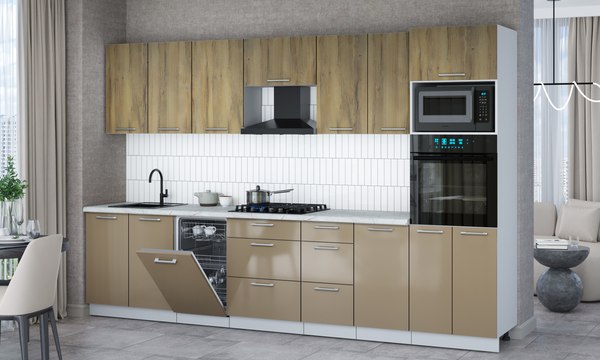 Кухонный гарнитур Интерлиния Мила Gloss 3.25-ПМ3