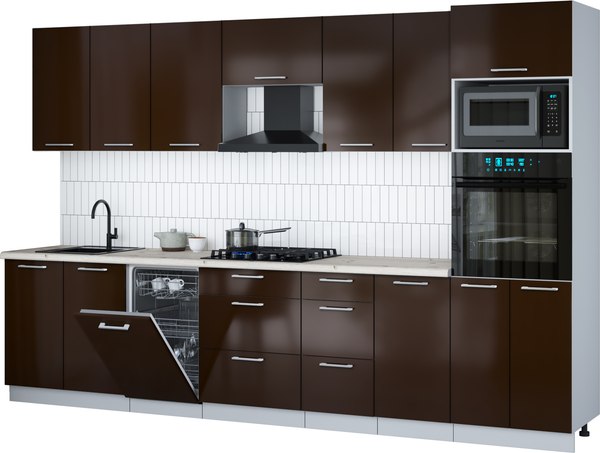 Кухонный гарнитур Интерлиния Мила Gloss 3.25-ПМ3 - фото