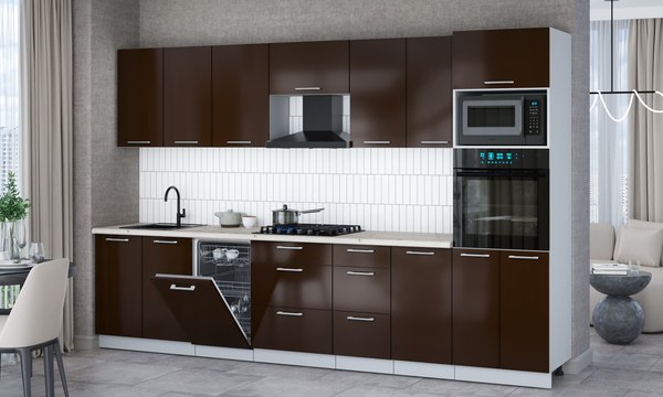 Кухонный гарнитур Интерлиния Мила Gloss 3.25-ПМ3