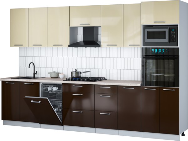 Кухонный гарнитур Интерлиния Мила Gloss 3.25-ПМ3 - фото