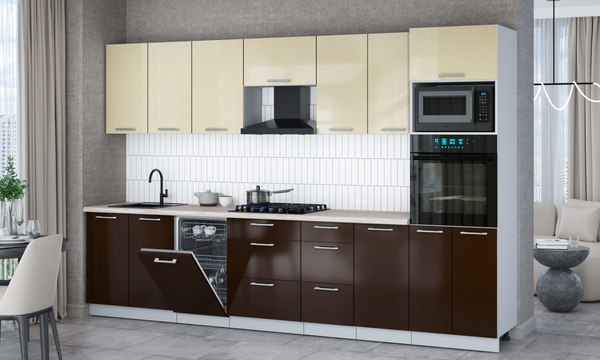 Кухонный гарнитур Интерлиния Мила Gloss 3.25-ПМ3