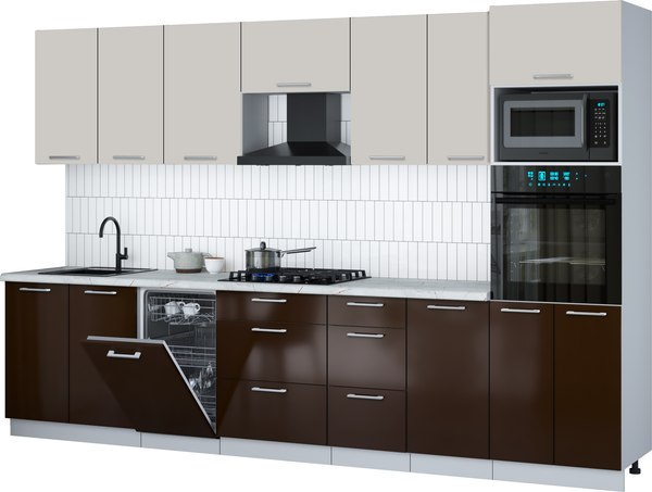 Кухонный гарнитур Интерлиния Мила Gloss 3.25-ПМ3 - фото