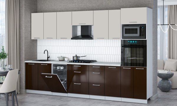 Кухонный гарнитур Интерлиния Мила Gloss 3.25-ПМ3
