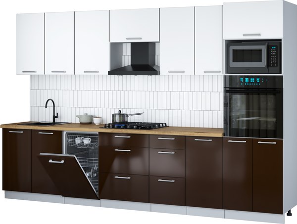 Кухонный гарнитур Интерлиния Мила Gloss 3.25-ПМ3 - фото