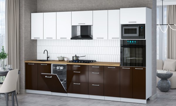 Кухонный гарнитур Интерлиния Мила Gloss 3.25-ПМ3