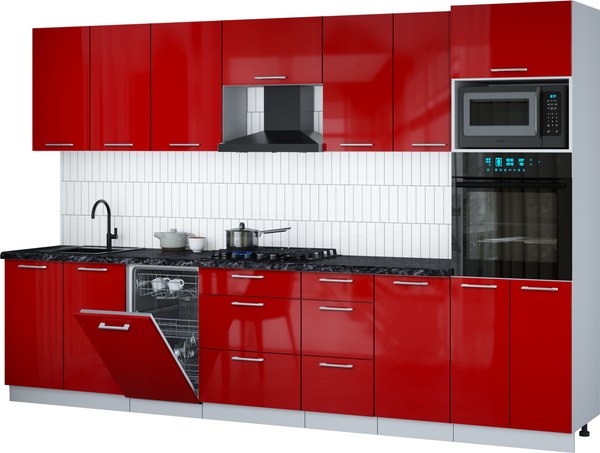 Кухонный гарнитур Интерлиния Мила Gloss 3.25-ПМ3 - фото