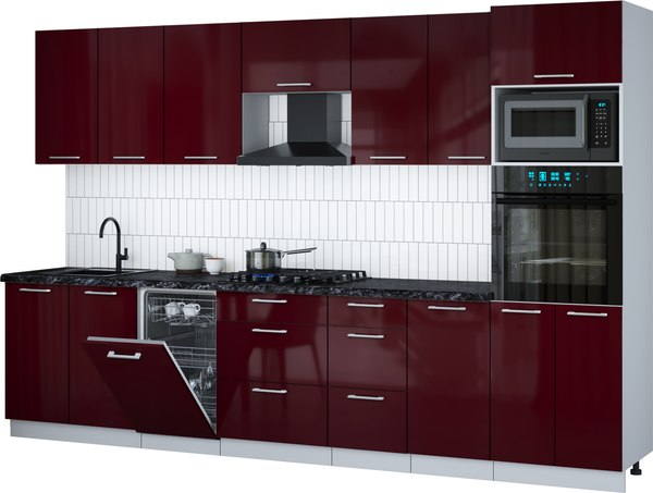Кухонный гарнитур Интерлиния Мила Gloss 3.25-ПМ3 - фото